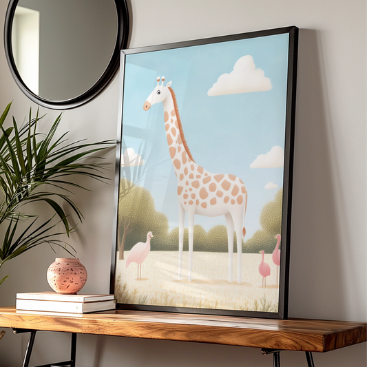 Giraffe Nursery Wall Art, Safari Animal Print, Cute Baby Room Poster, Boho Neutral Decor