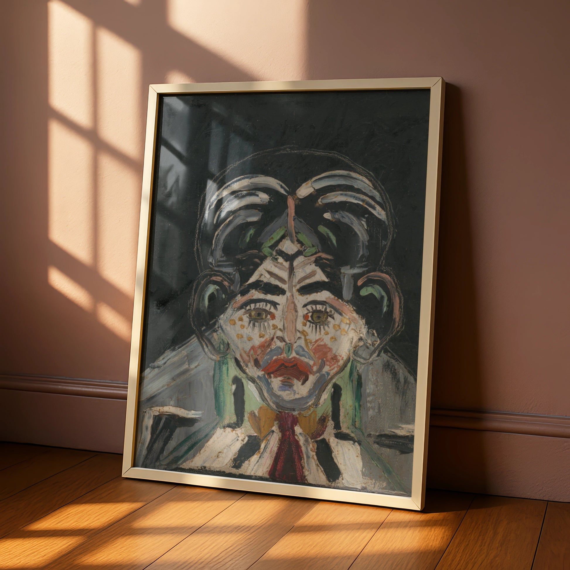 Halloween Expressionist Face Poster, Dark Spooky Portrait Wall Art, Creepy Figure Print