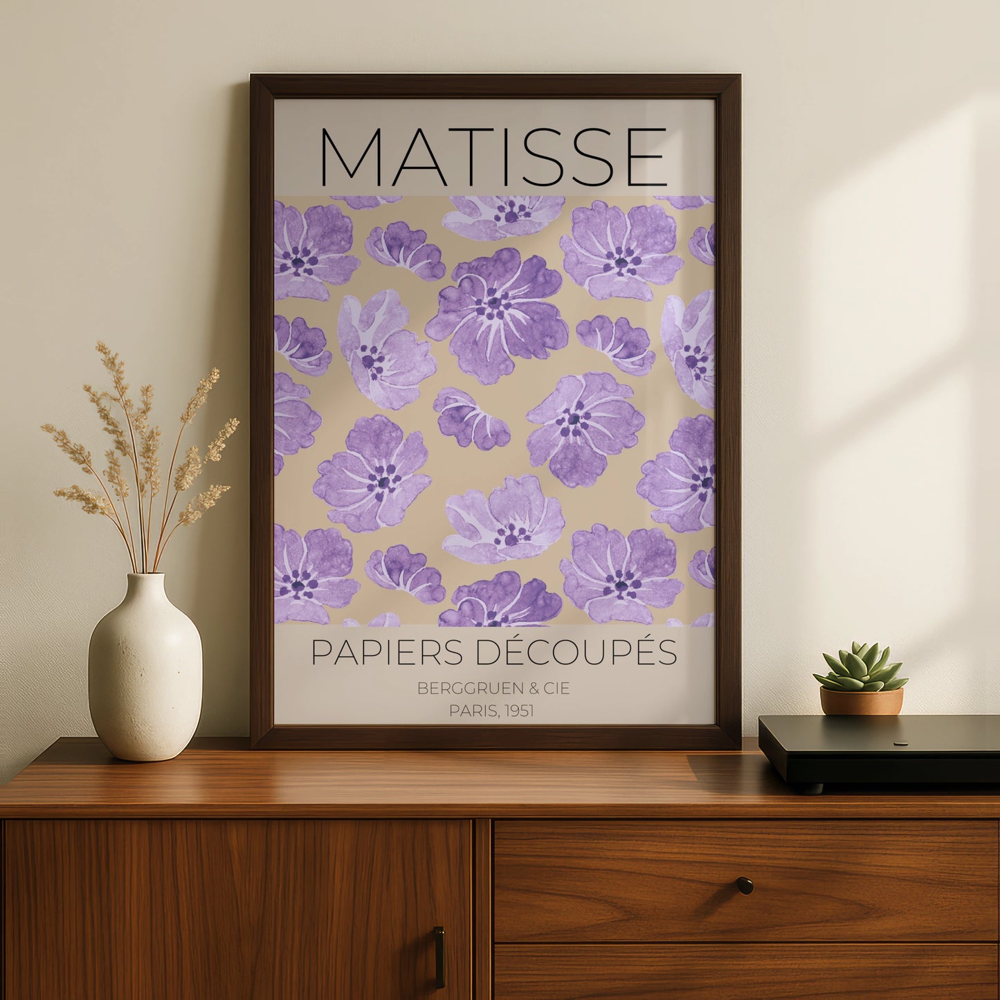 Matisse Papiers Decoupes Floral Poster, Purple Maximalist Wall Art, Paris 1951 Print