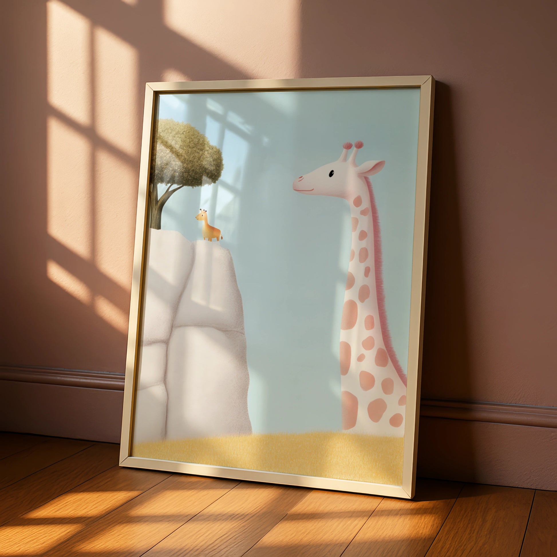 Giraffe Nursery Wall Art, Cute Safari Print, Baby Animal Poster, Kids Room Decor