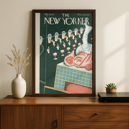 The New Yorker March 1927 Poster, Vintage Chef Art Deco Cover Print, Kitchen Wall Art