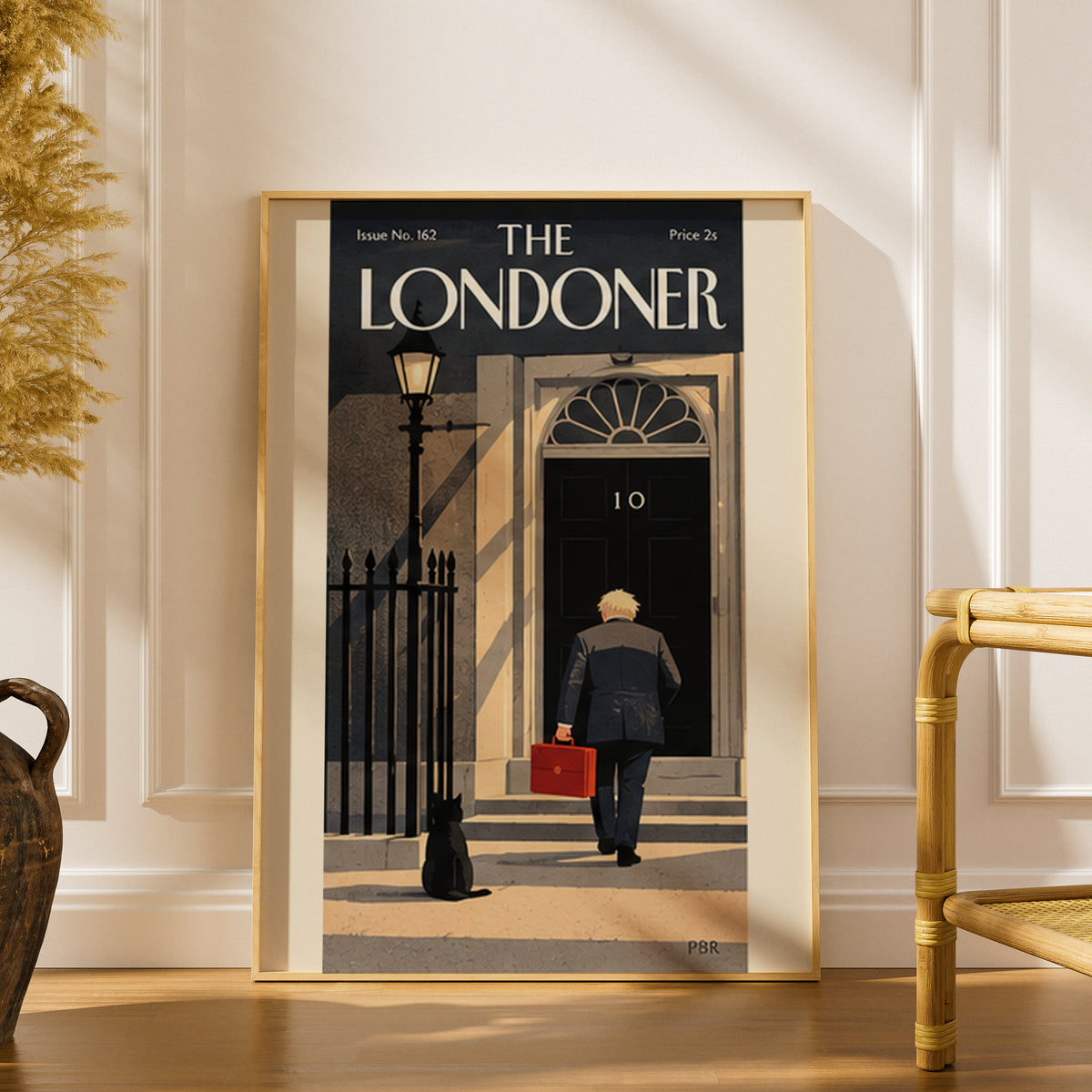 The Londoner Downing Street Poster, Vintage Magazine Cover Wall Art, London Print, Black Cat