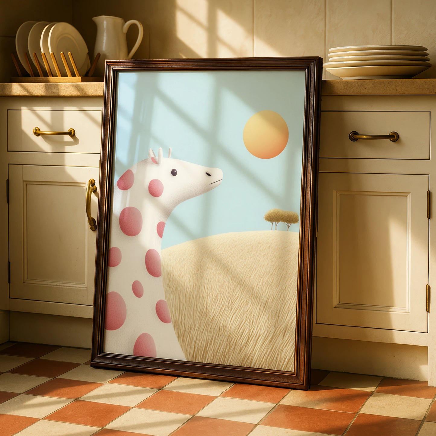 Giraffe Nursery Wall Art, Cute Baby Animal Print, Pastel Kids Room Poster, Whimsical Safari Decor