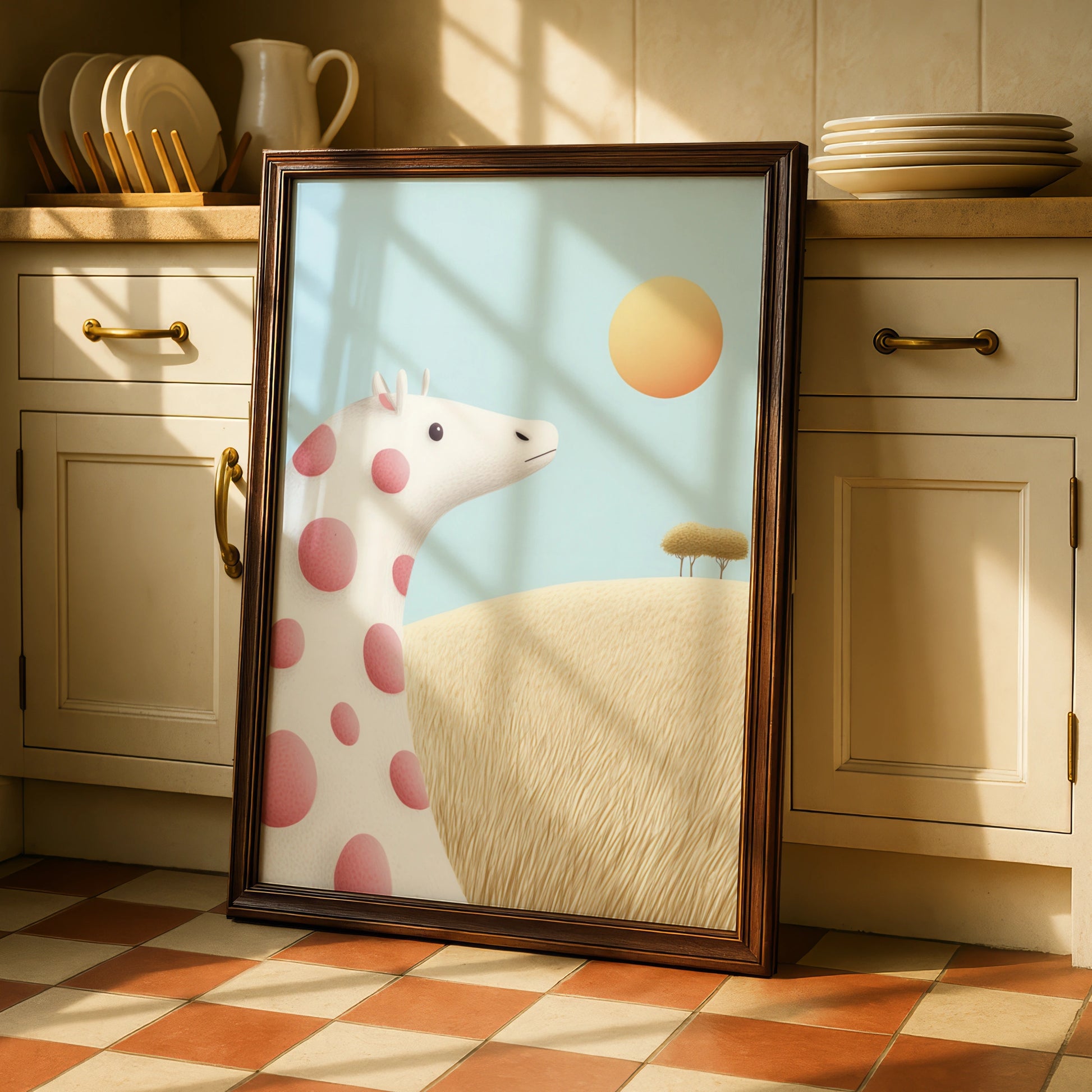 Giraffe Nursery Wall Art, Cute Baby Animal Print, Pastel Kids Room Poster, Whimsical Safari Decor