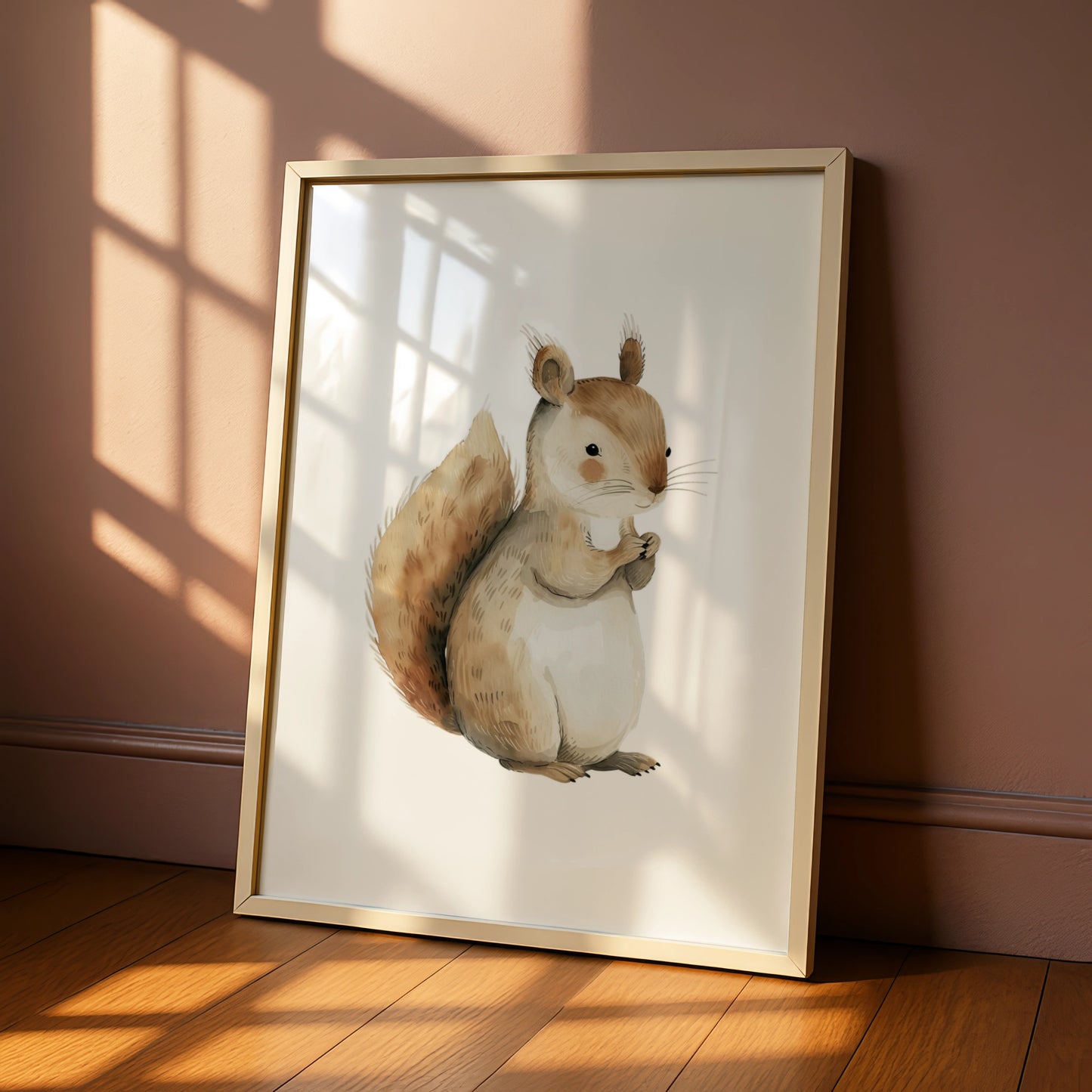 Squirrel Nursery Wall Art, Woodland Animal Print, Baby Room Poster, Neutral Boho Decor