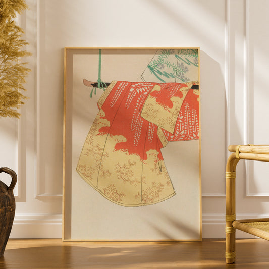 Vintage Japanese Kimono Art Print, Bijutsukai 1901 Woodblock Wall Art, Japandi Poster – A5 print