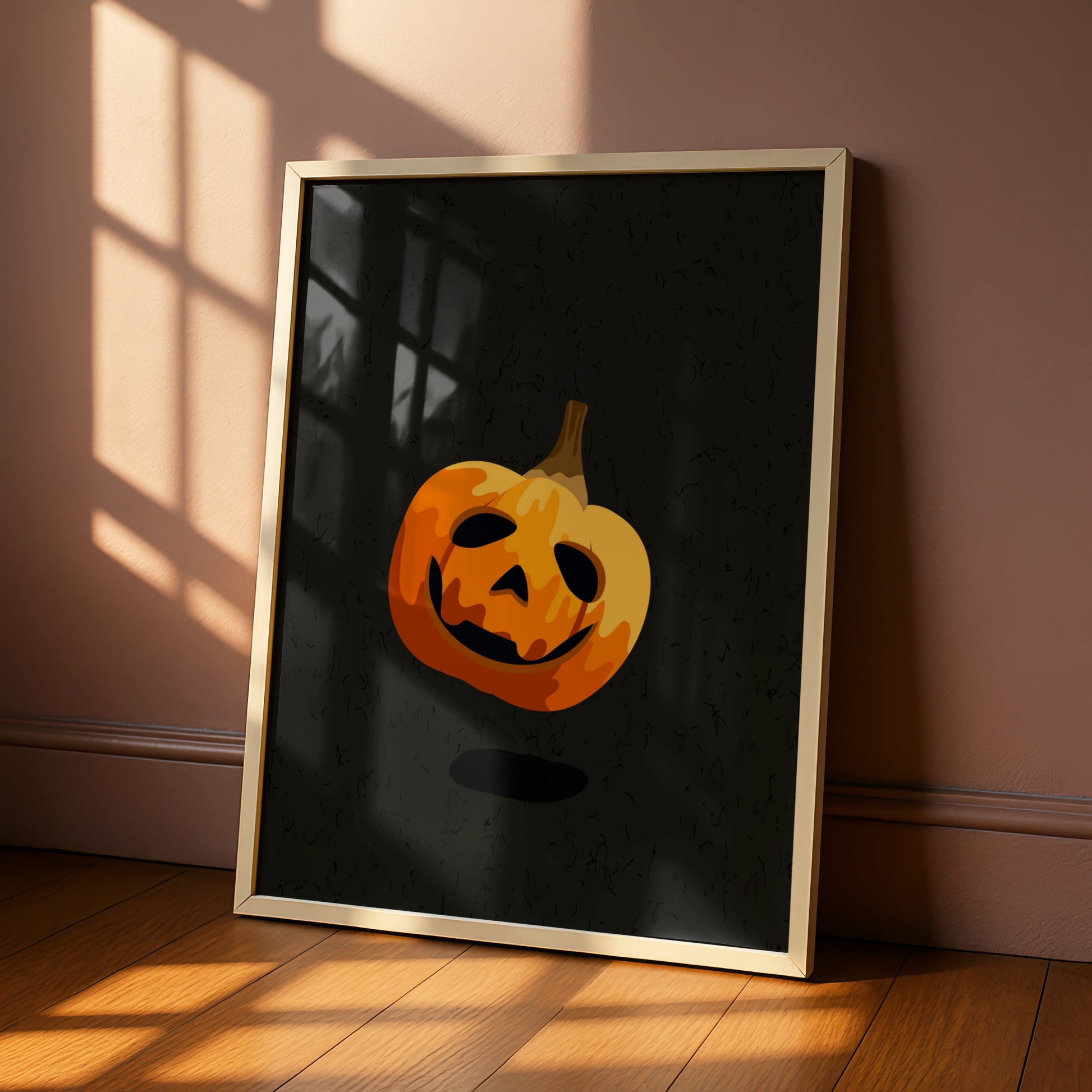 Halloween Pumpkin Wall Art, Jack O Lantern Poster, Spooky Orange Black Decor