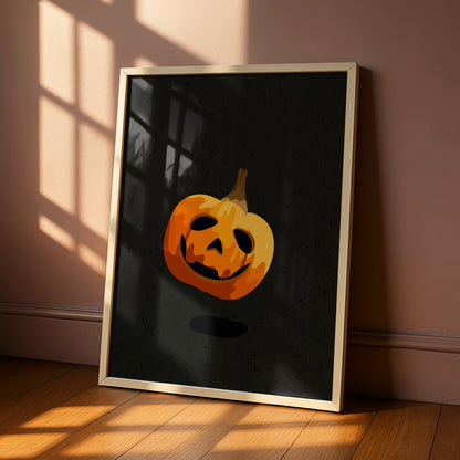 Halloween Pumpkin Wall Art, Jack O Lantern Poster, Spooky Orange Black Decor