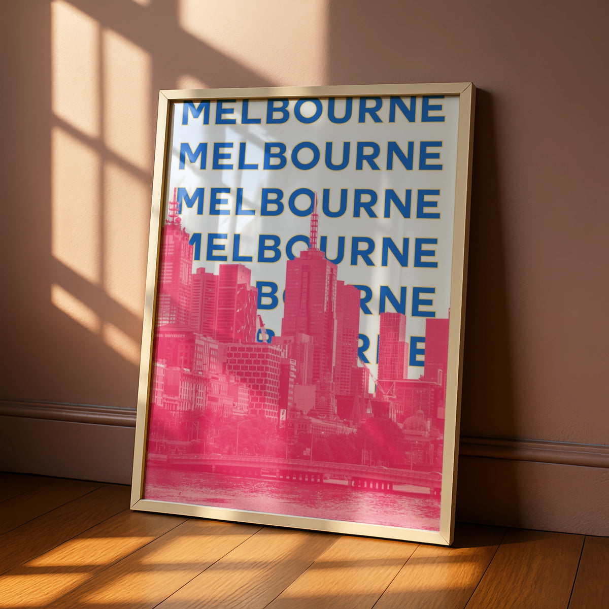 Melbourne Travel Poster, Australia City Wall Art, Retro Skyline Print, Bold Typography