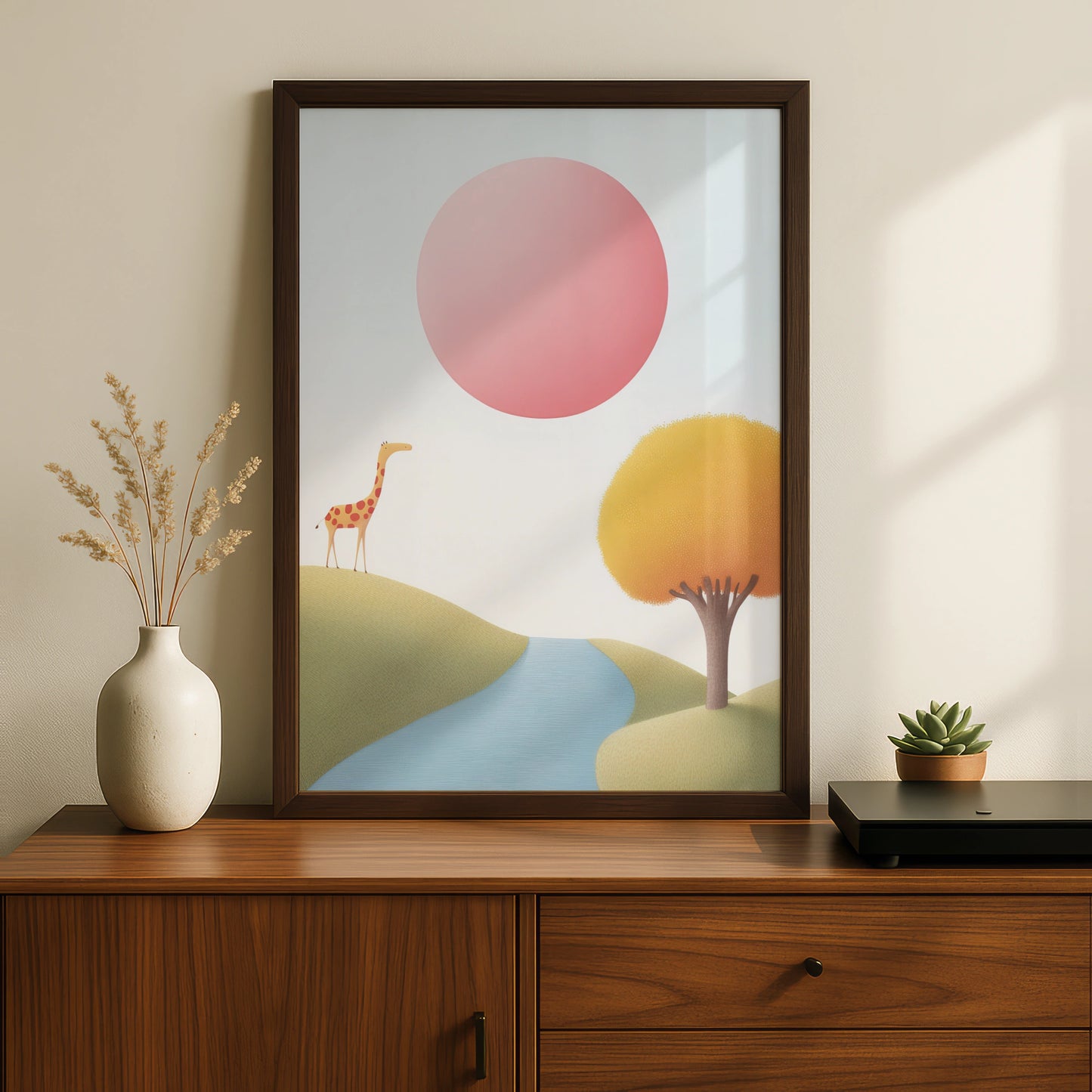 Giraffe Nursery Wall Art, Safari Animal Print, Kids Room Poster, Pastel Decor