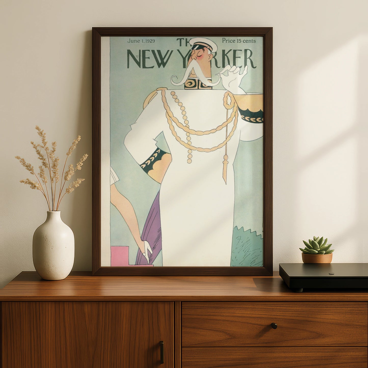 New Yorker 1929 Cover Poster, Art Deco Naval Officer, Vintage Magazine Wall Art