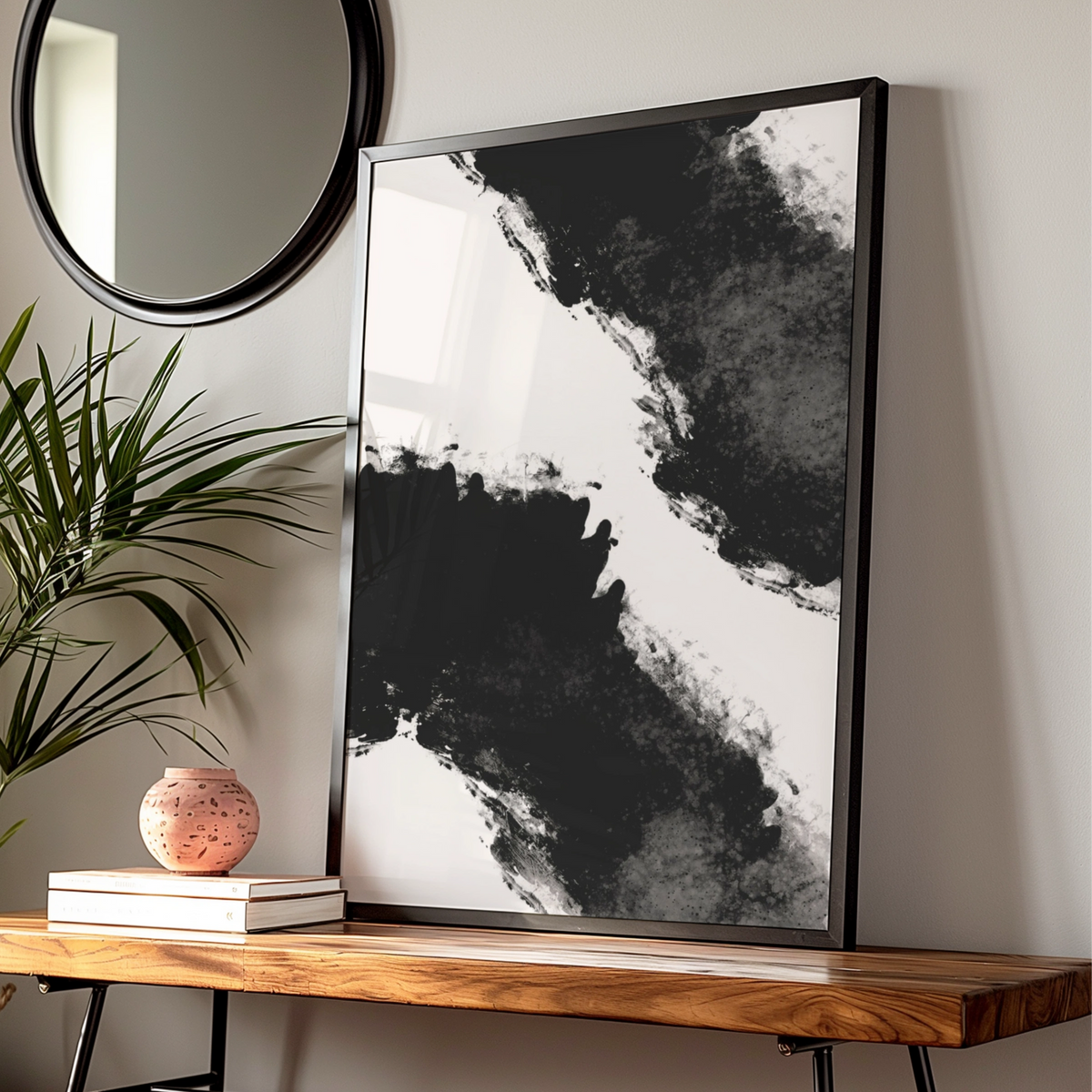 Abstract Ink Splash Monochrome Wall Art, Black and White Poster, Modern Print