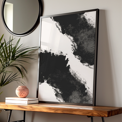 Abstract Ink Splash Monochrome Wall Art, Black and White Poster, Modern Print