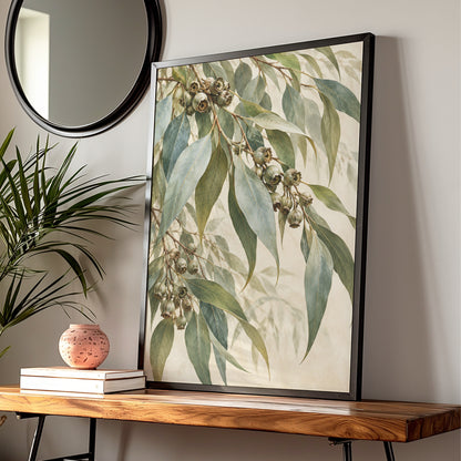 Eucalyptus Branch Print, Australian Botanical Wall Art, Gum Leaves Nature Poster — Digital Download