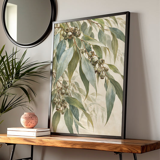 Eucalyptus Branch Print, Australian Botanical Wall Art, Gum Leaves Nature Poster — Digital Download