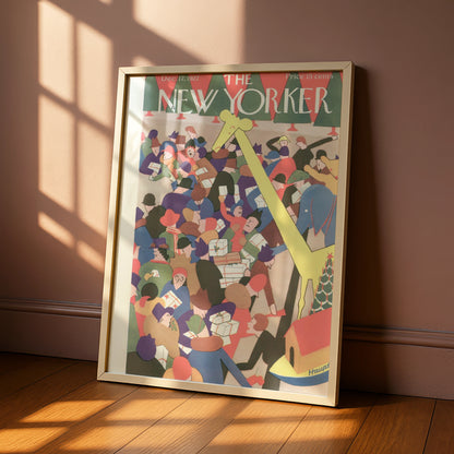 New Yorker 1927 Christmas Cover Poster, Vintage Holiday Art Deco Print, Festive Wall Art