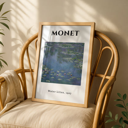 Monet Blue Violet Water Lilies 1907 Wall Art Print, Impressionist Botanical Poster – product image 3