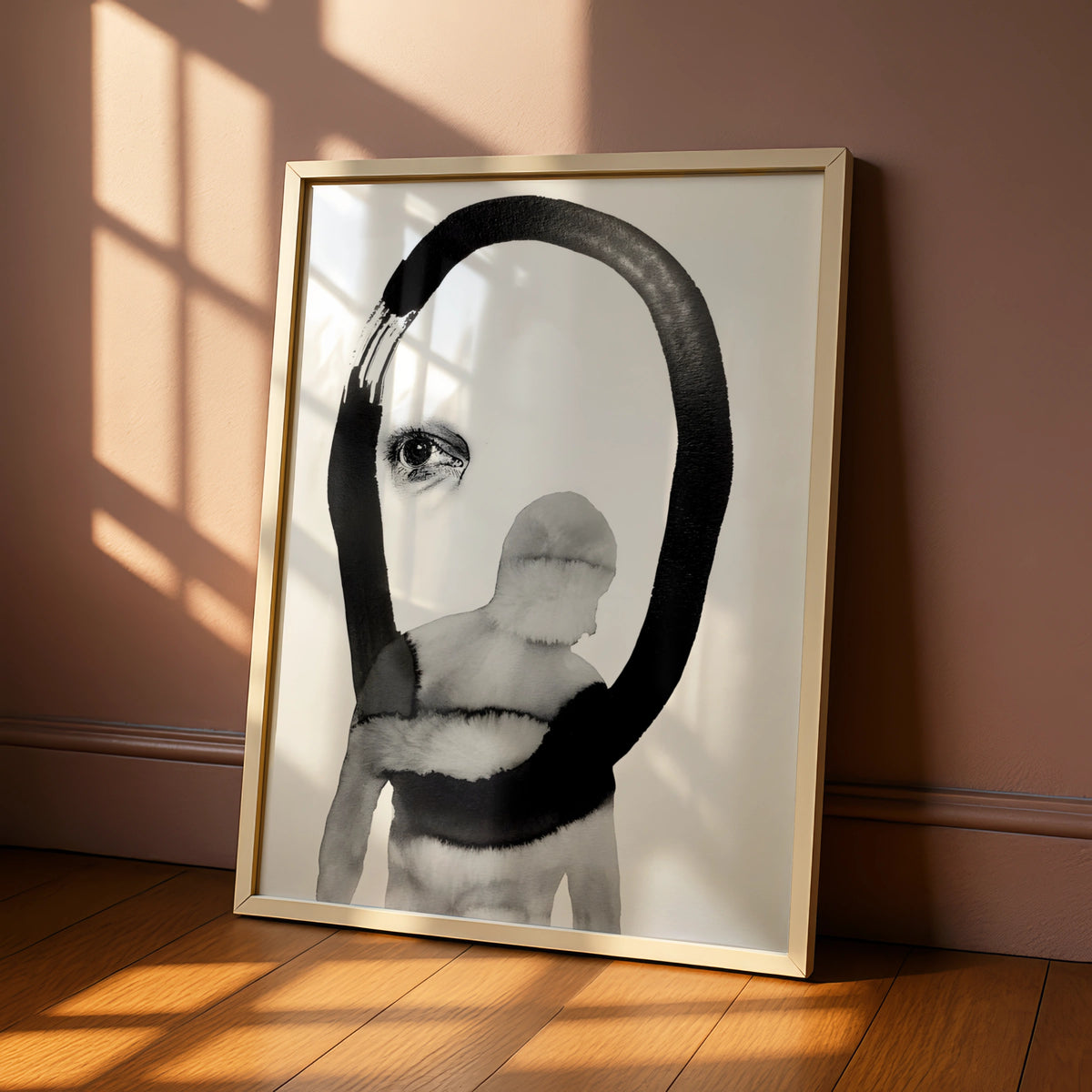 Abstract Figure Eye Print, Monochrome Wall Art, Black and White Surreal Poster, Modern Decor