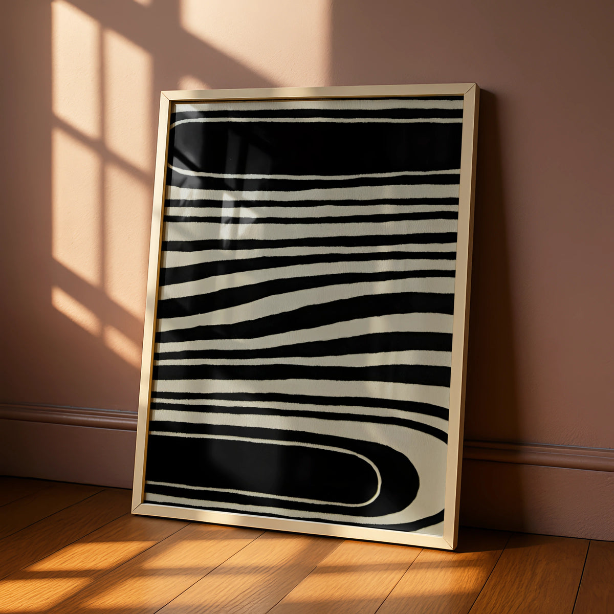 Monochrome Wave Lines Abstract Print, Black White Poster, Modern Minimalist Wall Art