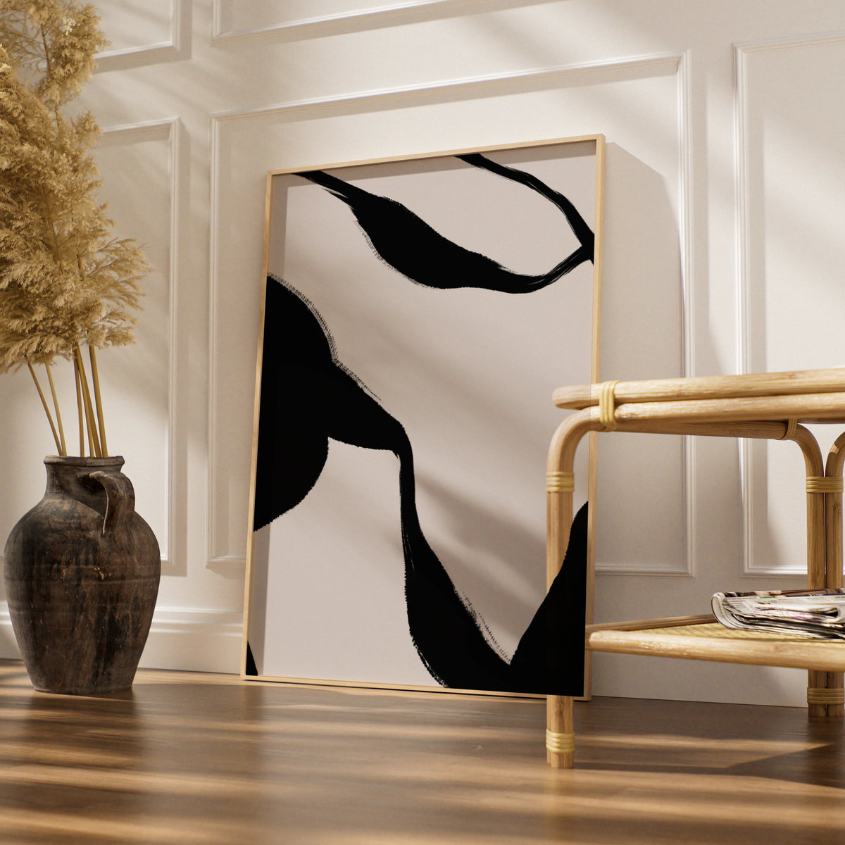 Abstract Brushstroke Monochrome Wall Art, Black and White Poster, Minimalist Print