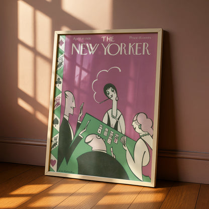 New Yorker 1926 Card Game Poster, Art Deco Flapper Wall Art, Vintage Magazine Cover Print