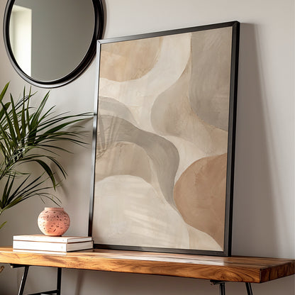 Abstract Neutral Tones Australian Wall Art, Earthy Beige Curves, Modern Landscape Print — Digital Download