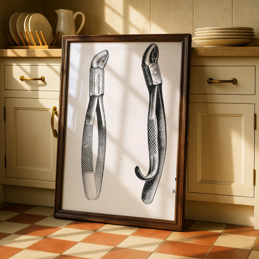 Vintage Dental Forceps Print, Antique Dentist Tool Poster, Victorian Medical Wall Art