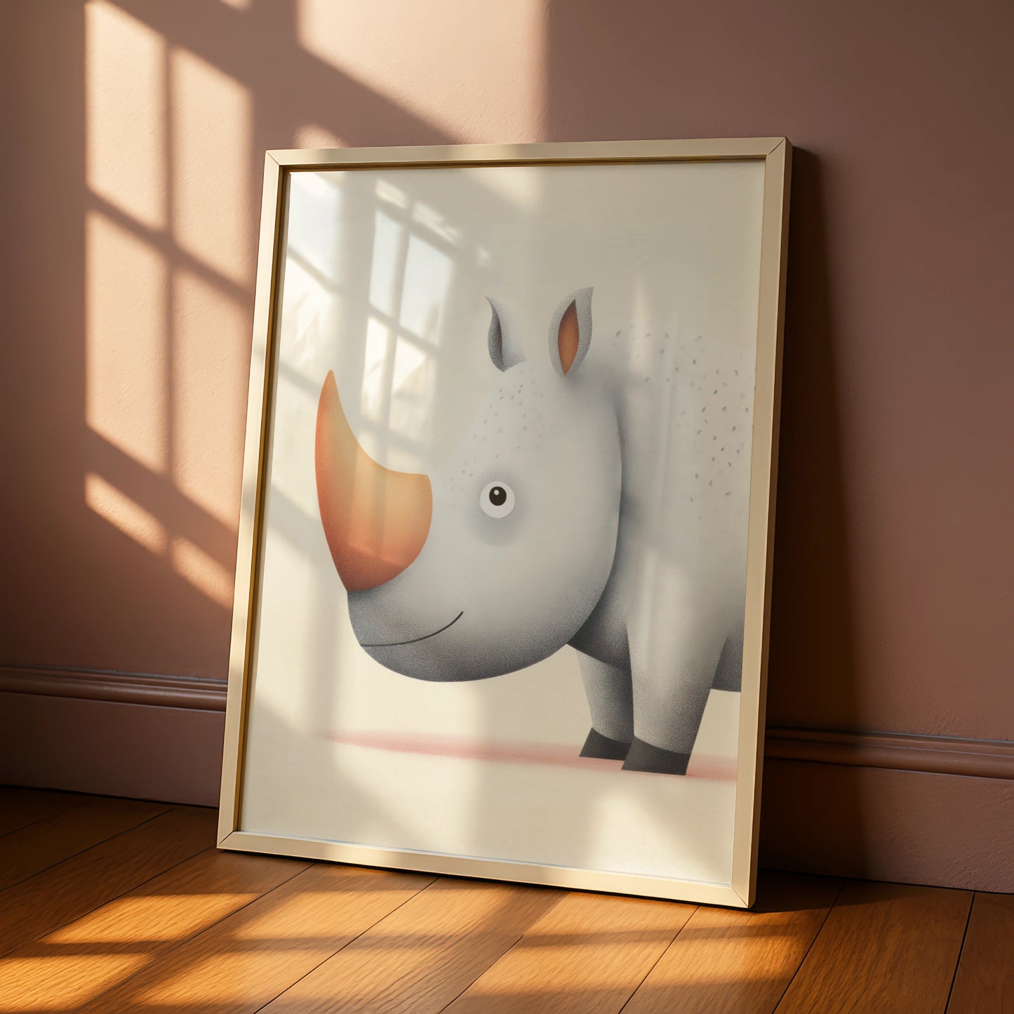 Cute Rhino Nursery Wall Art, Safari Animal Print, Kids Room Poster, Baby Shower Gift