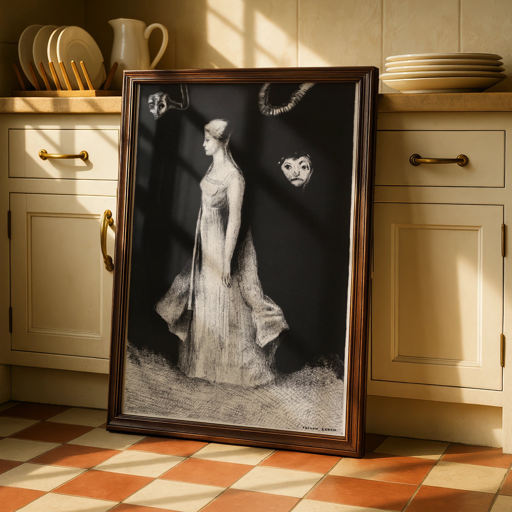 Odilon Redon Halloween Art Print, Gothic Dark Surreal Poster, Macabre Wall Art