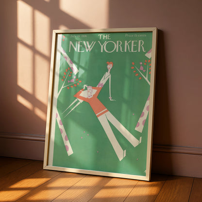 The New Yorker July 1926 Cover Poster, Vintage Art Deco Wall Art, Green Retro Print