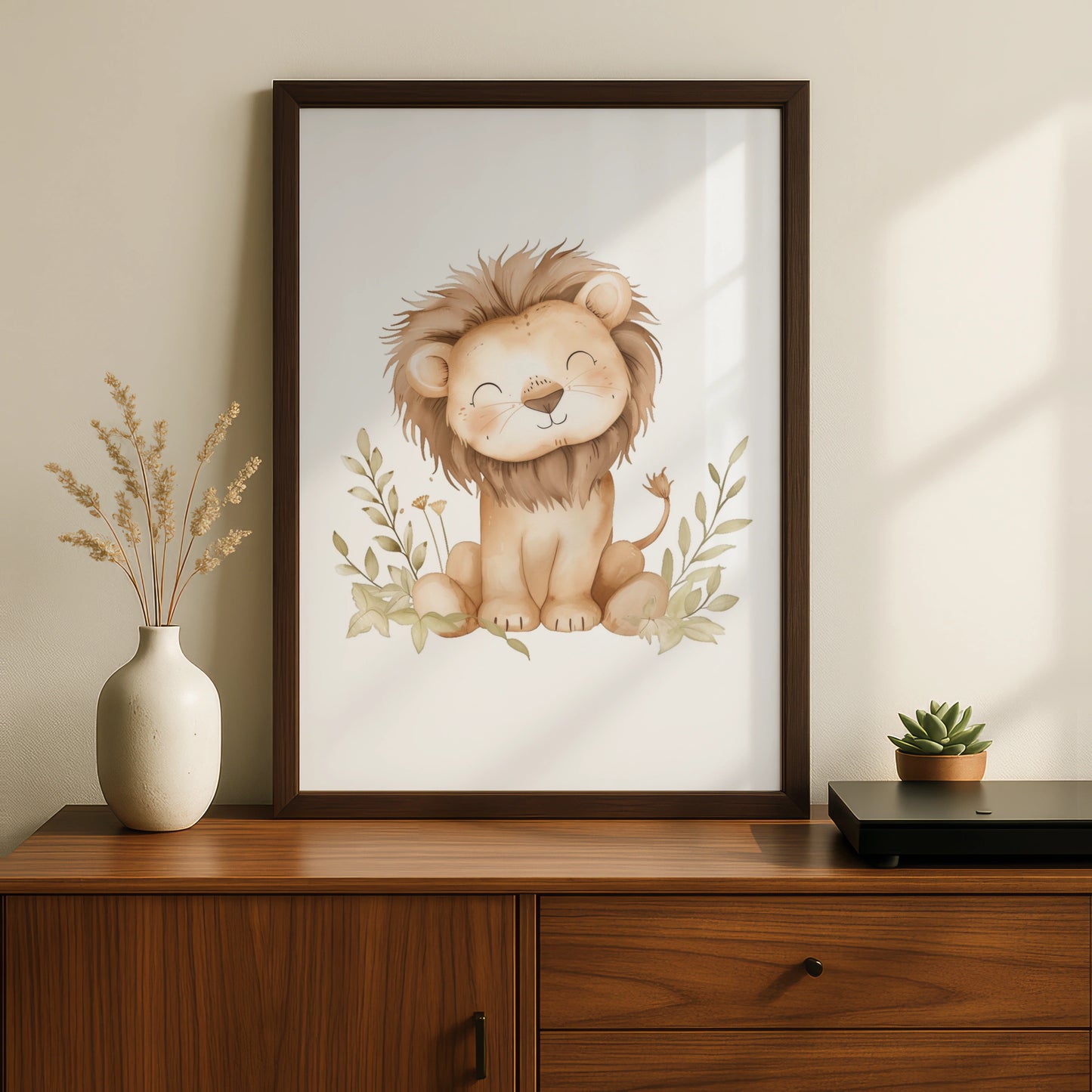Lion Nursery Wall Art, Cute Baby Lion Poster, Safari Animal Print, Kids Room Decor