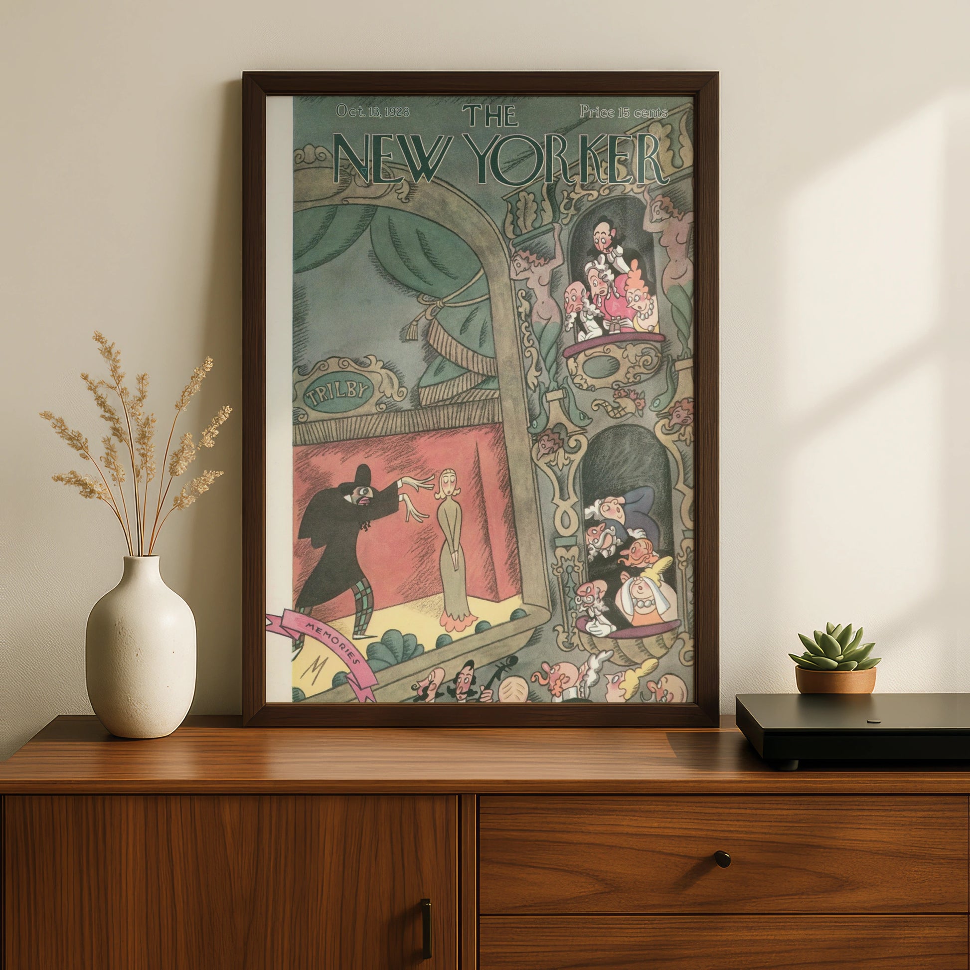 New Yorker October 1928 Vintage Theatre Poster, Trilby Stage Art, Retro Wall Art