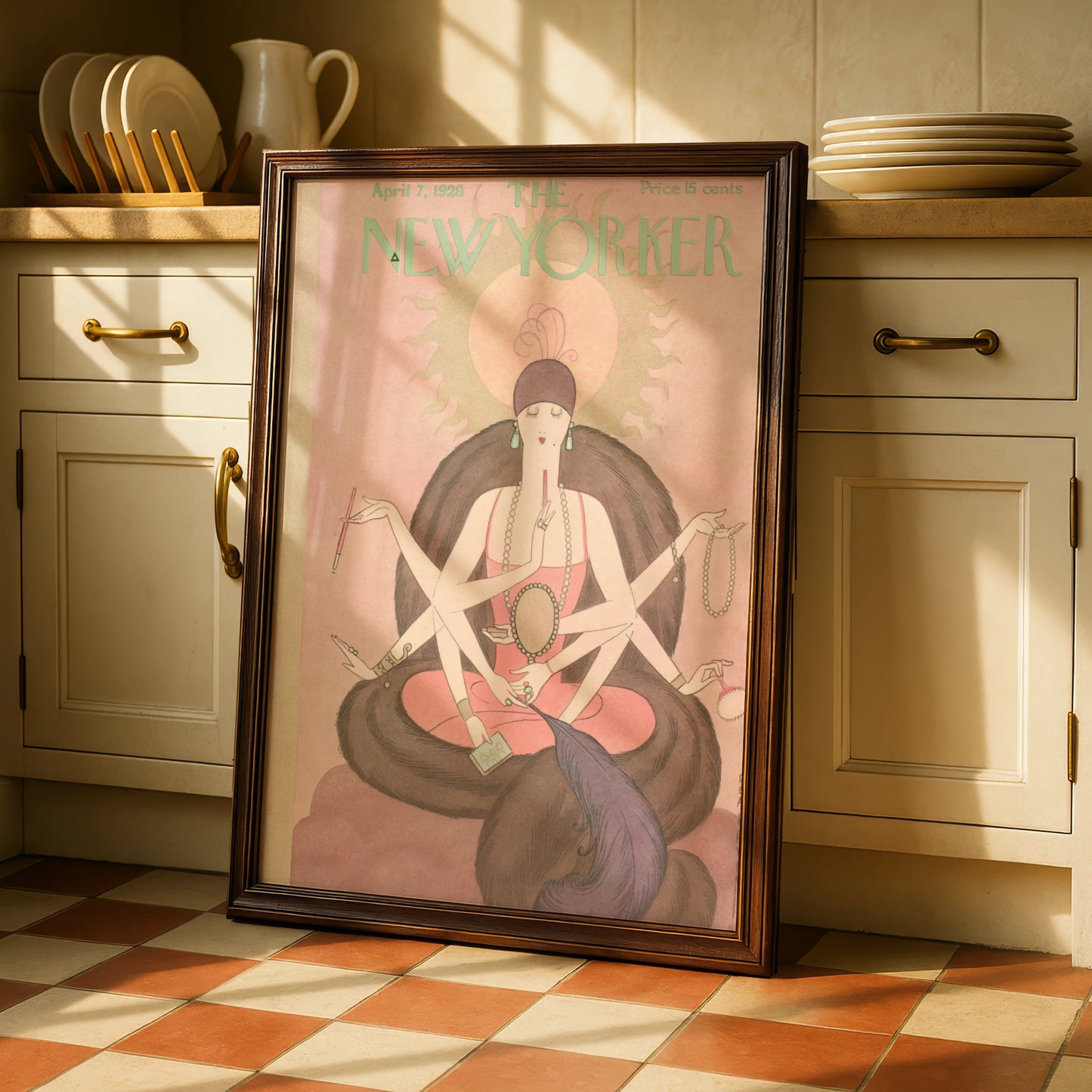 The New Yorker April 1928 Cover Poster, Art Deco Lady, Vintage Pink Wall Art Print