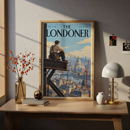 London Skyline Poster, Vintage Magazine Cover Wall Art, St Paul's Cathedral Art Print