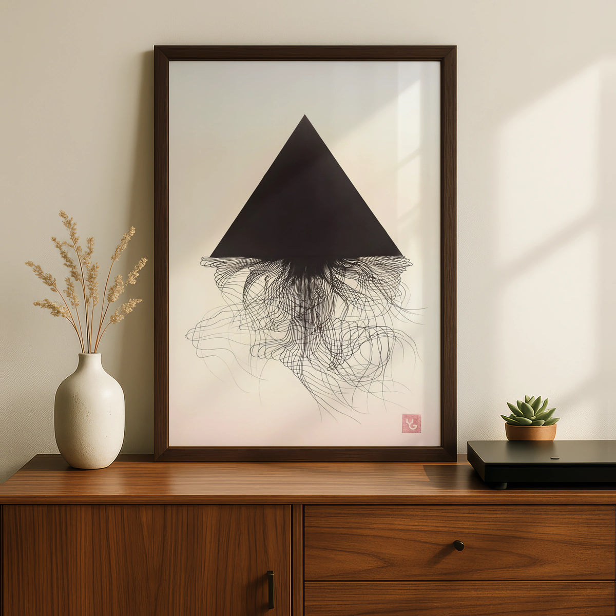 Black Triangle Abstract Art Print, Monochrome Wall Art, Modern Geometric Poster, Minimalist Decor