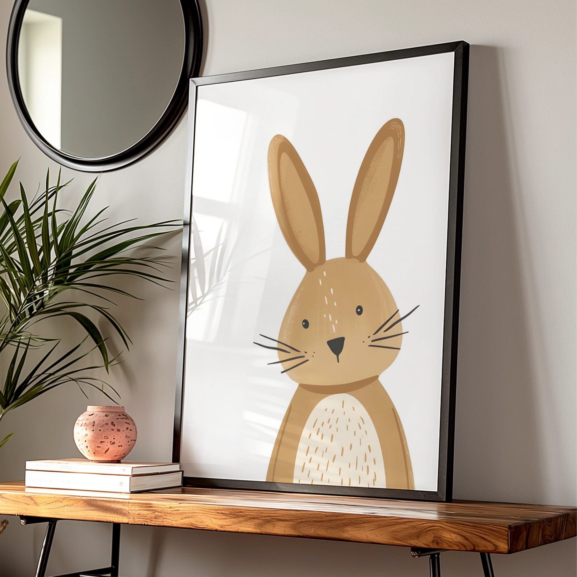 Nursery Bunny Wall Art, Cute Rabbit Poster, Baby Room Decor, Kids Animal Print