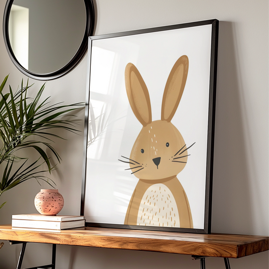 Nursery Bunny Wall Art, Cute Rabbit Poster, Baby Room Decor, Kids Animal Print
