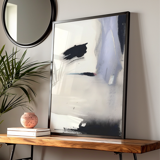 Abstract Monochrome Wall Art, Black and White Brushstroke Print, Modern Neutral Poster