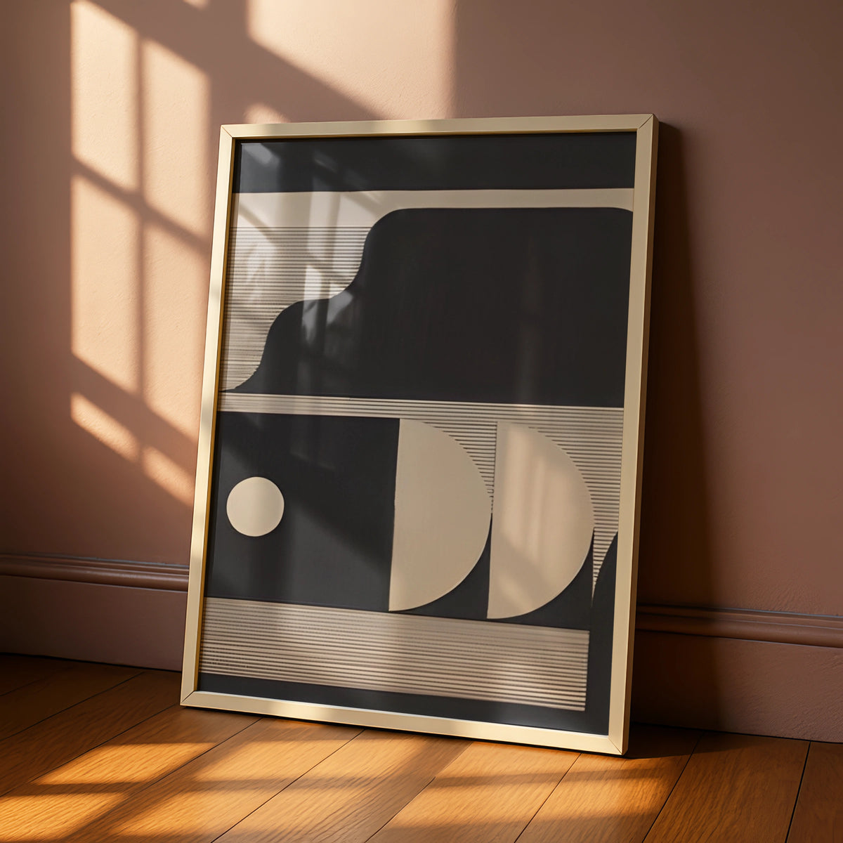Geometric Abstract Print, Monochrome Wall Art, Dark Neutral Minimalist Poster, Modern Decor