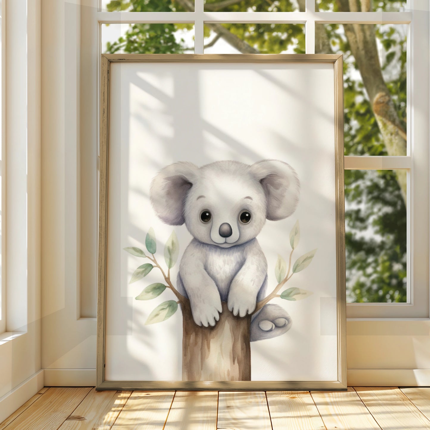 Koala Nursery Wall Art, Cute Baby Koala Poster, Watercolour Animal Print for Kids Room