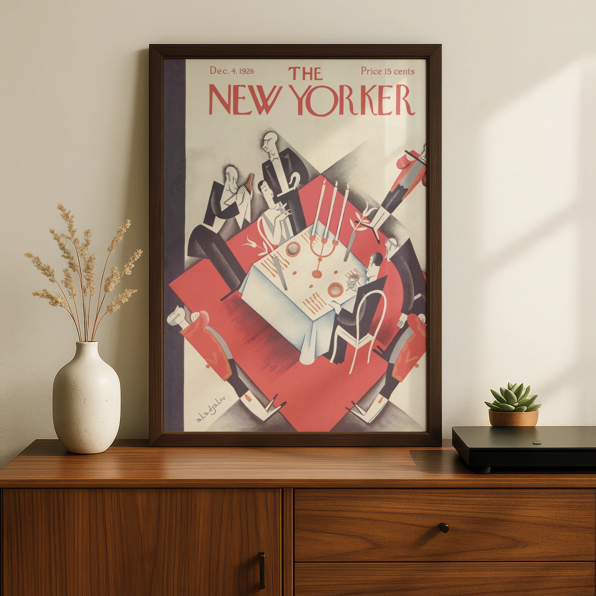 The New Yorker December 1926 Art Deco Dining Scene Vintage Cover Poster, Wall Art