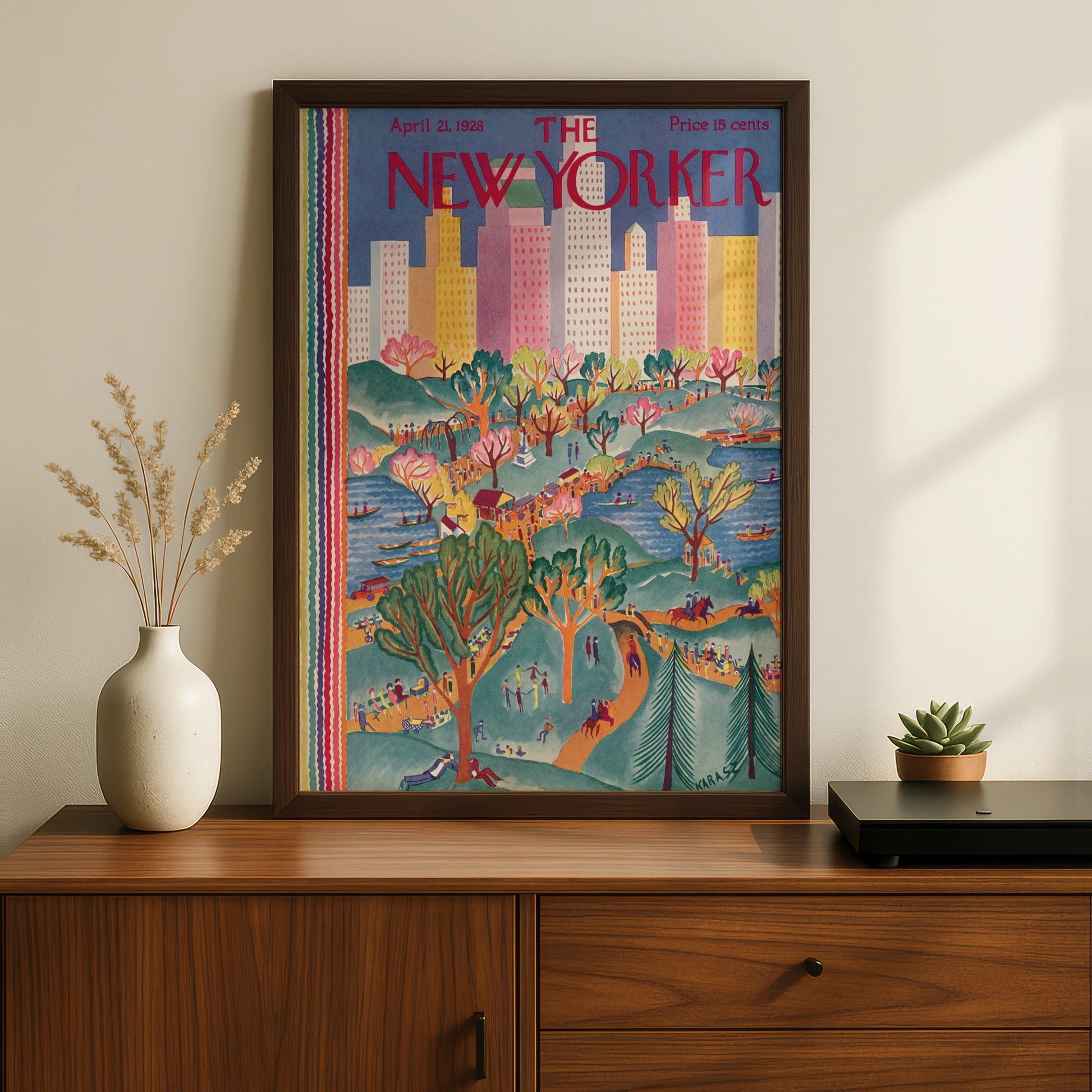 The New Yorker April 1928 Cover Poster, Central Park Spring Art Print, NYC Wall Art