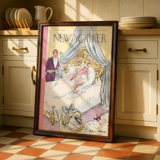 New Yorker 1929 Cover Poster, Valentine Bedroom Scene, Vintage Magazine Wall Art