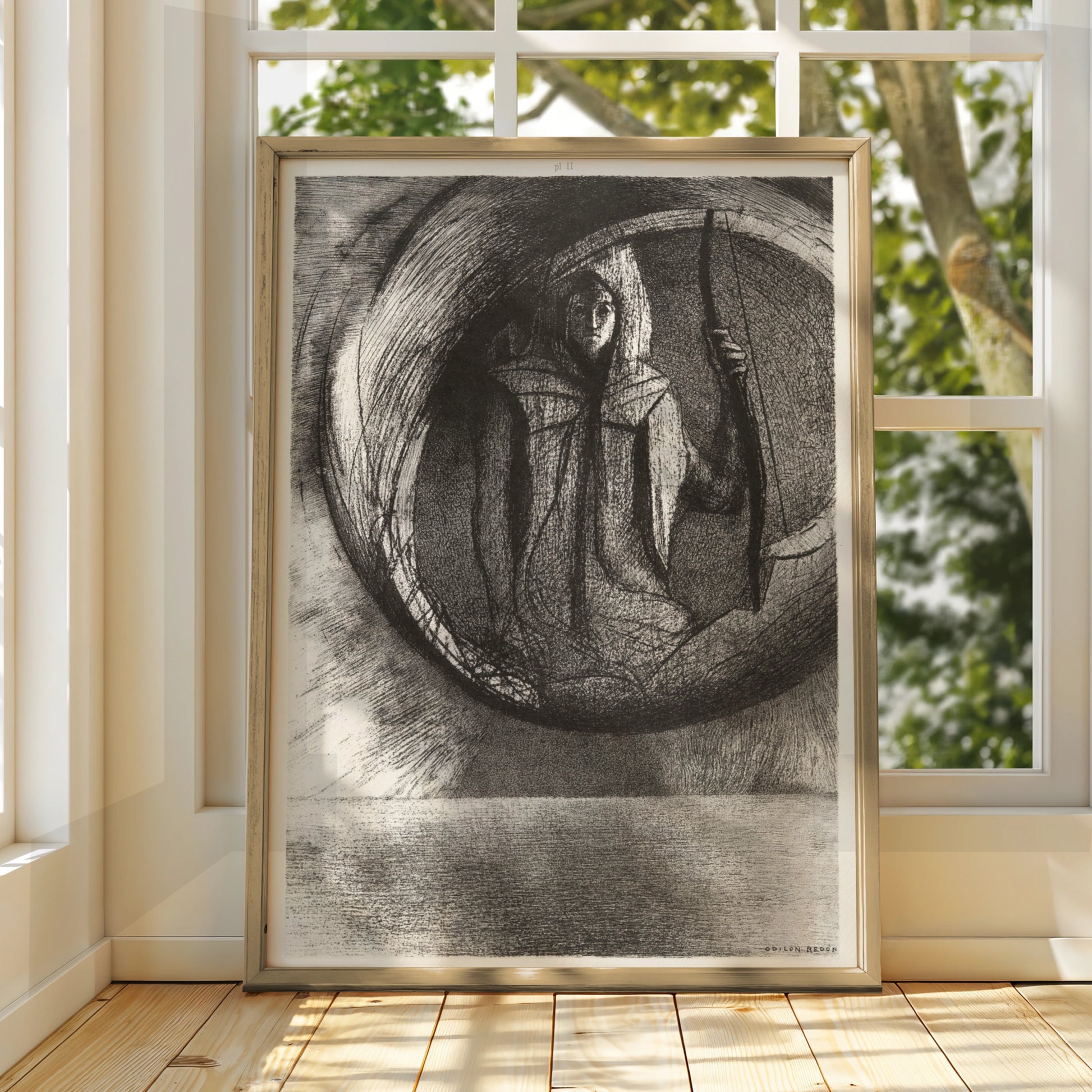 Odilon Redon Dark Figure Poster, Gothic Halloween Wall Art, Symbolist Black Print