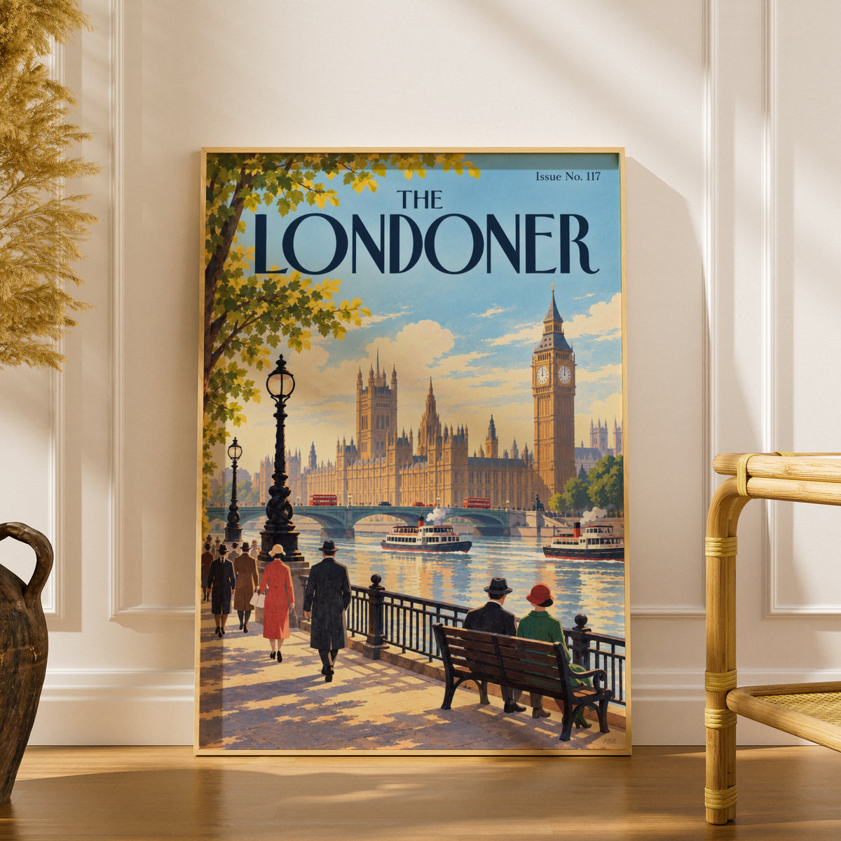 The Londoner Magazine Cover Poster, Vintage London Wall Art, Thames Riverside Print, Big Ben