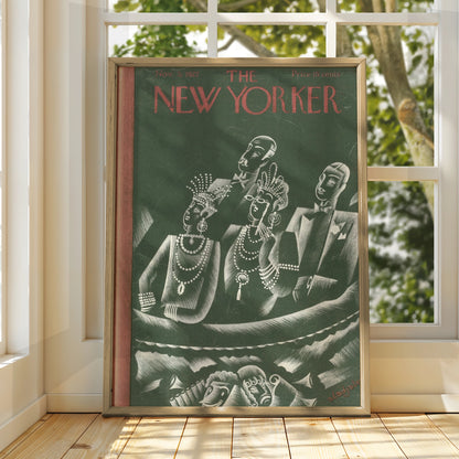 The New Yorker 1927 Art Deco Cover Poster, Vintage Jazz Age Theatre Wall Art Print