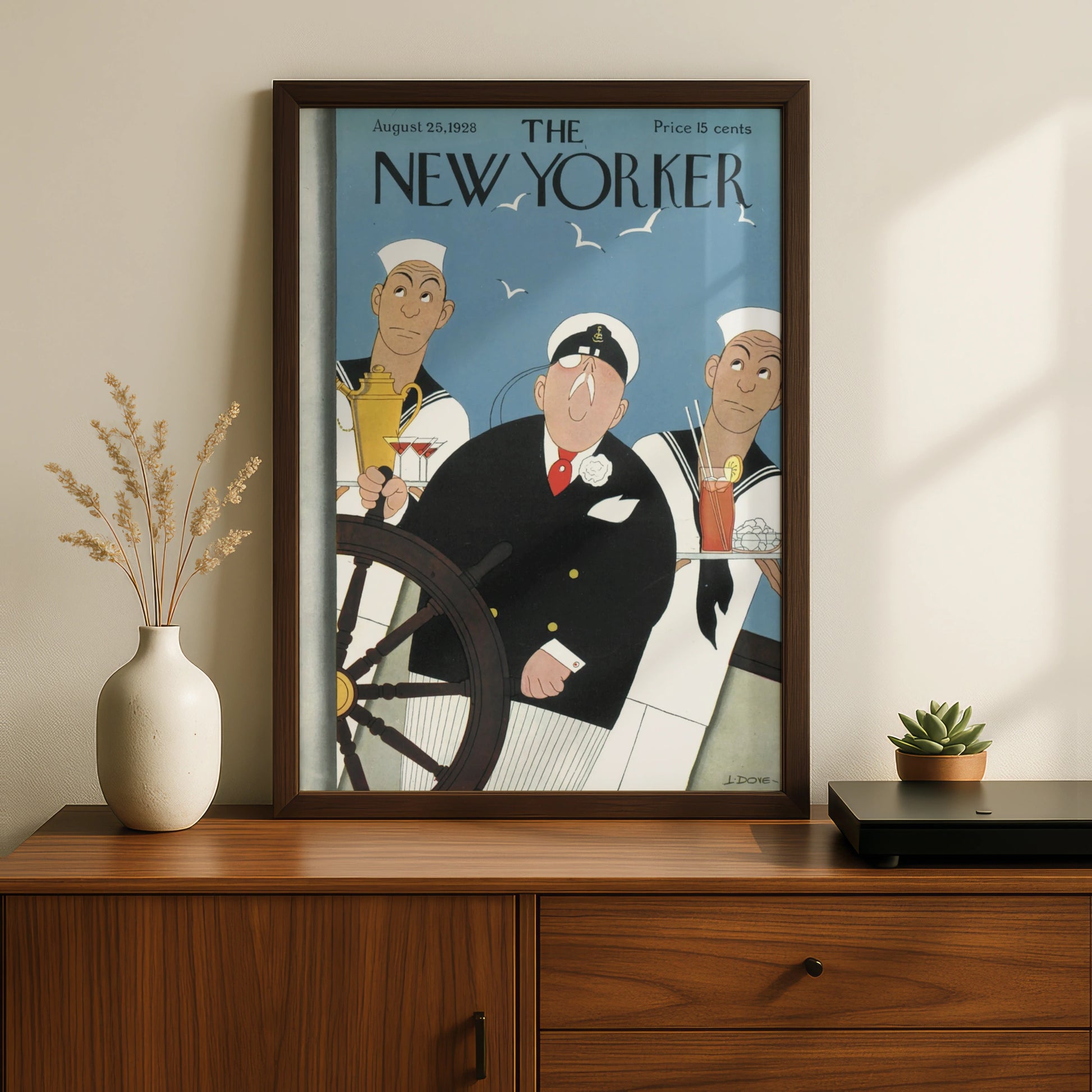 The New Yorker August 1928 Sailor Captain Cover Art Poster, Vintage Nautical Print