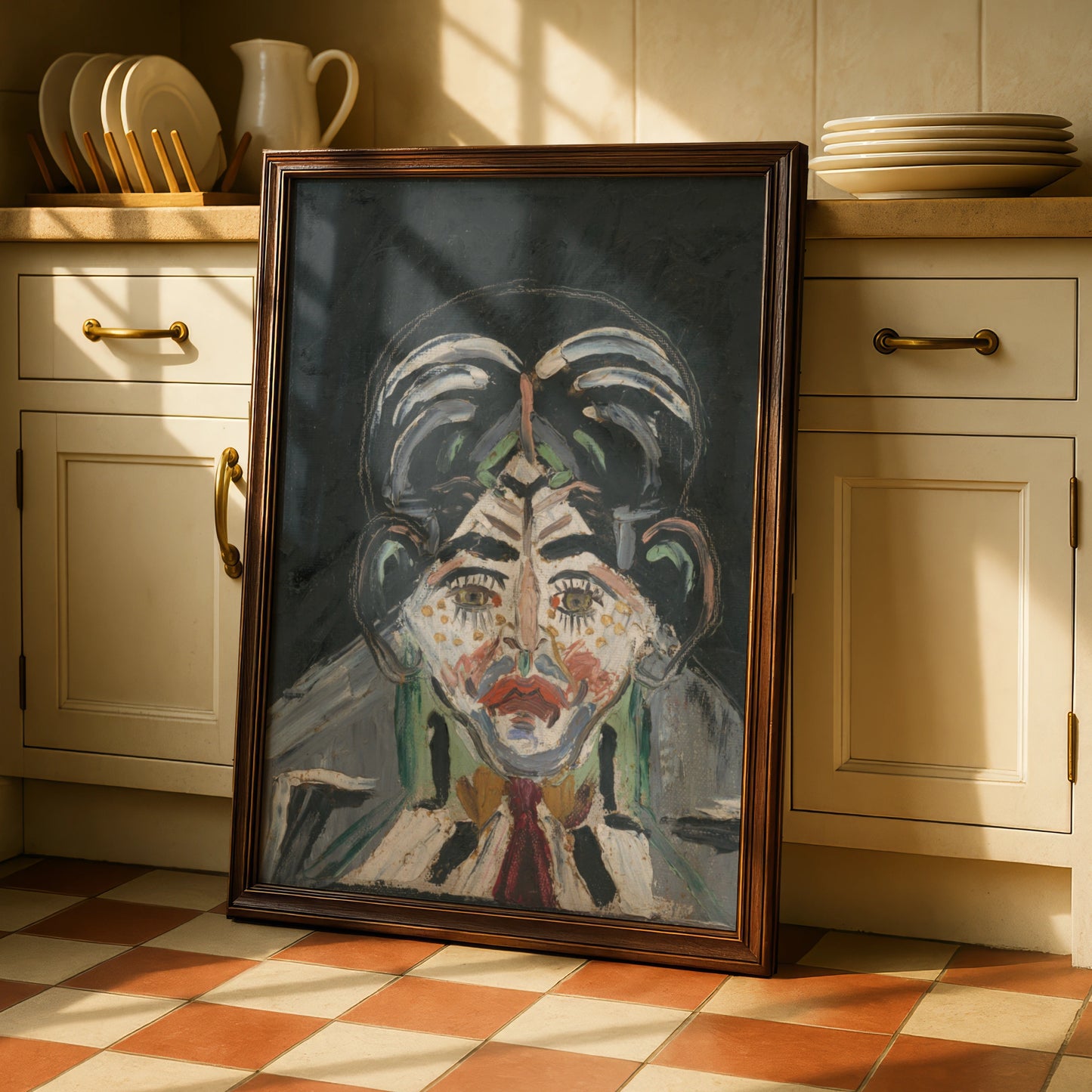 Halloween Expressionist Face Poster, Dark Spooky Portrait Wall Art, Creepy Figure Print