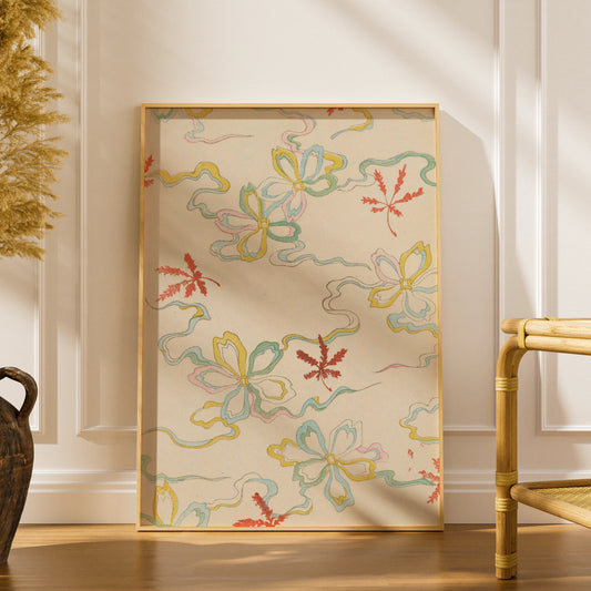 Vintage Japanese Maple Leaf Floral Print, Woodblock Wall Art, Japandi Poster – A5 print