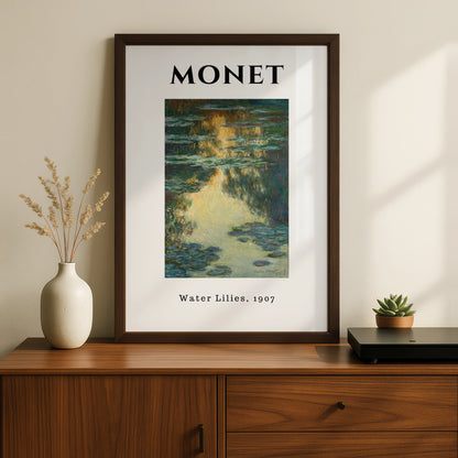 Monet Golden Teal Water Lilies 1907 Wall Art Print, Impressionist Botanical Poster – product image 2